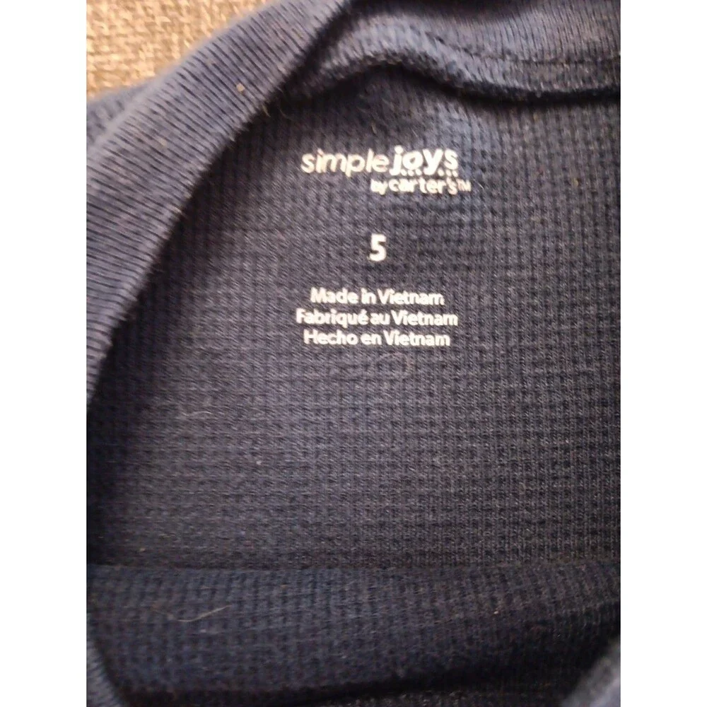 Shirt Size 5 Boys Carters Long sleeve Blue Waffle Thermal Pullover